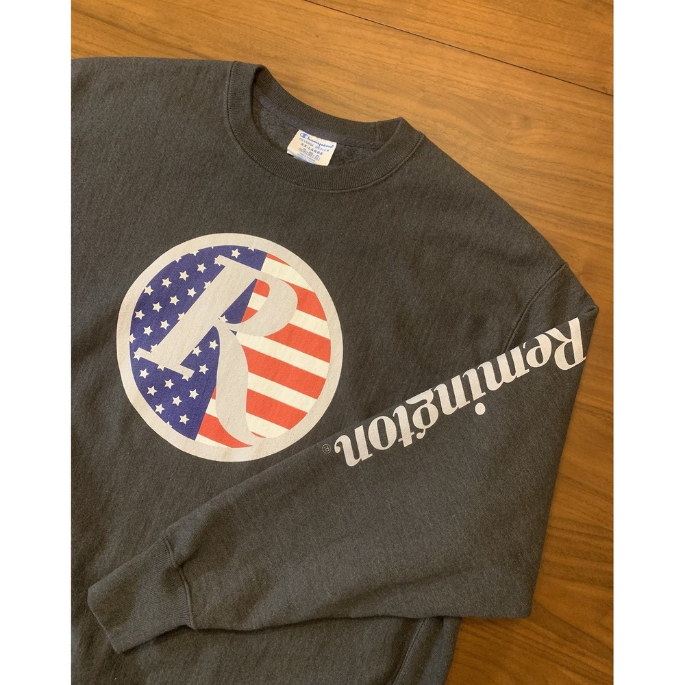 Vintage Remington Champion Reverse Weave Sweatshirt Men 2XL Gray Hunting Gun USA